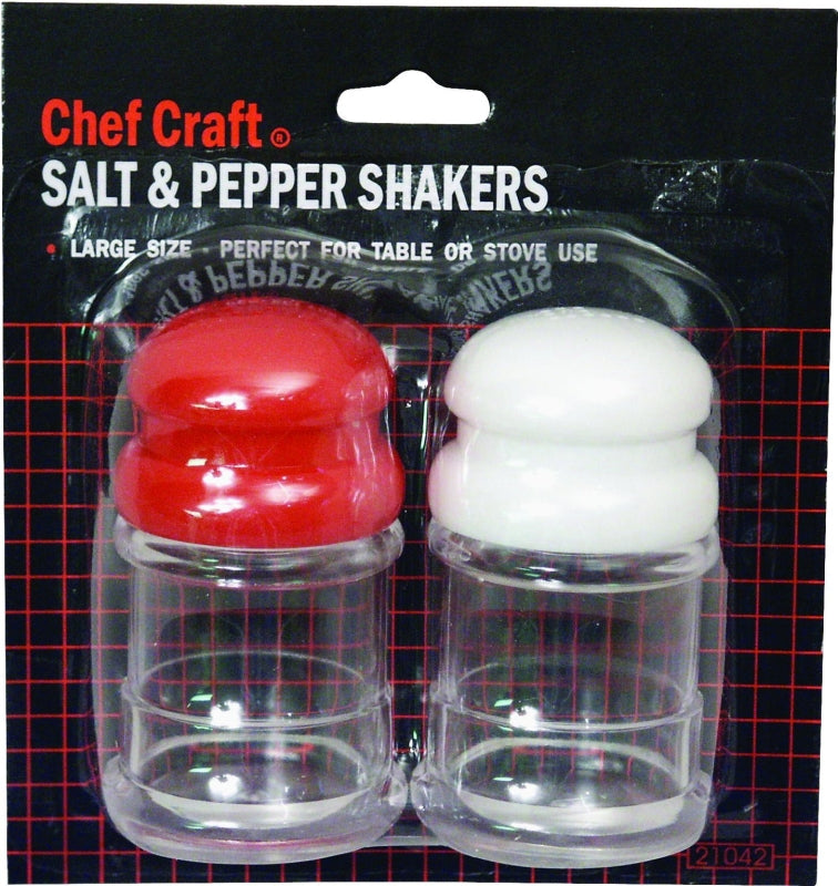 CHEF CRAFT Chef Craft 21042 Salt and Pepper Shaker, Plastic, Clear/Red/White