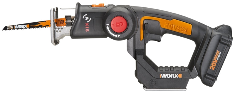 WORX Worx WX550L Reciprocating and Jig Saw, Battery Included, 20 V, 1.5 Ah, 3/4 in L Stroke TOOLS WORX