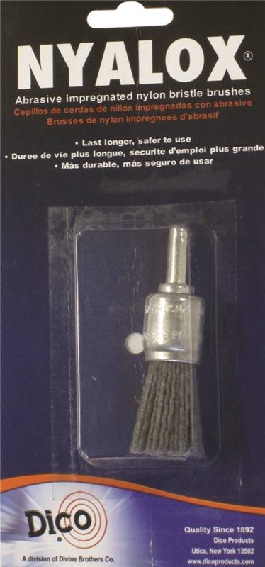 DICO PRODUCTS Dico 541-775-3/4 End Brush, 3/4 in Dia, 1/4 in Arbor/Shank, Nylon Bristle AUTOMOTIVE DICO PRODUCTS
