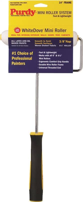 PURDY Purdy 140765014 Mini Roller System, 14 in L, 3/8 in Nap, Fabric Roller, 6-1/2 in L Roller PAINT PURDY