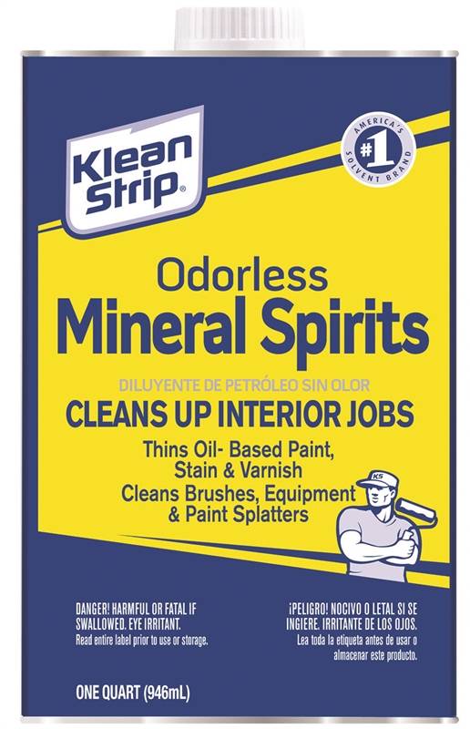 KLEAN STRIP Klean Strip QKSP94005CA Mineral Spirit Thinner, Liquid, Aromatic Hydrocarbon, Clear, 1 qt, Can