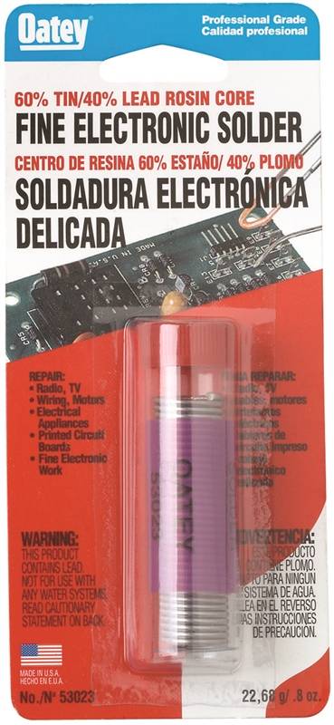 OATEY Oatey 53023 Rosin Core Solder, Silver, 0.8 oz, Carded, Solid