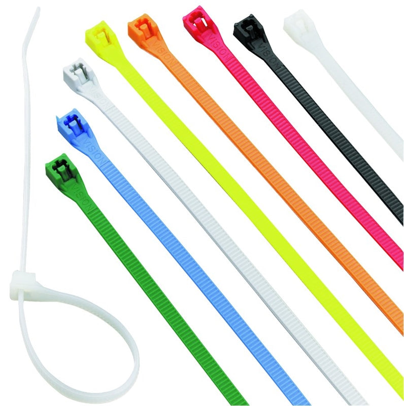 CALTERM Calterm 73242 Cable Tie, 2 in Max Bundle Dia, 6/6 Nylon, Assorted, 8 in L