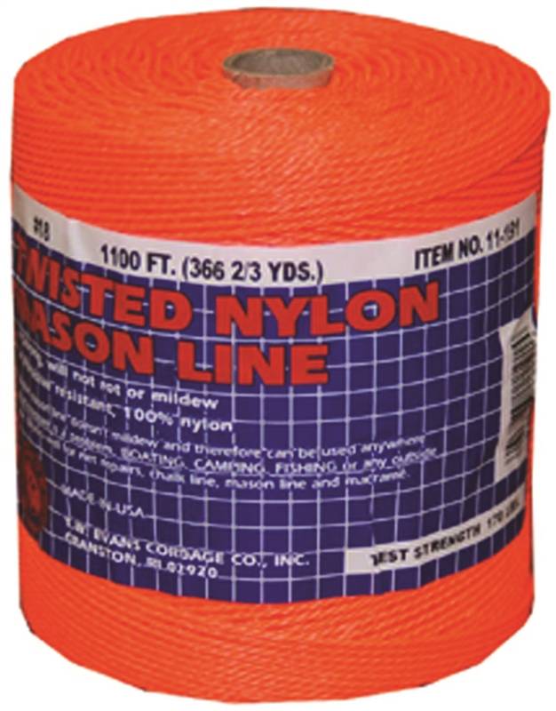 TW EVANS CORDAGE T.W. Evans Cordage 11-191 Mason Line, 1088 ft L Line, Orange Line