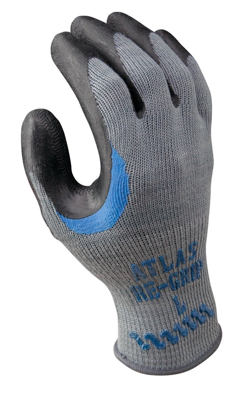 SHOWA Showa 330S-07.RT Work Gloves, S, Reinforced Crotch Thumb, Knit Wrist Cuff, Natural Rubber Coating, Black/Gray