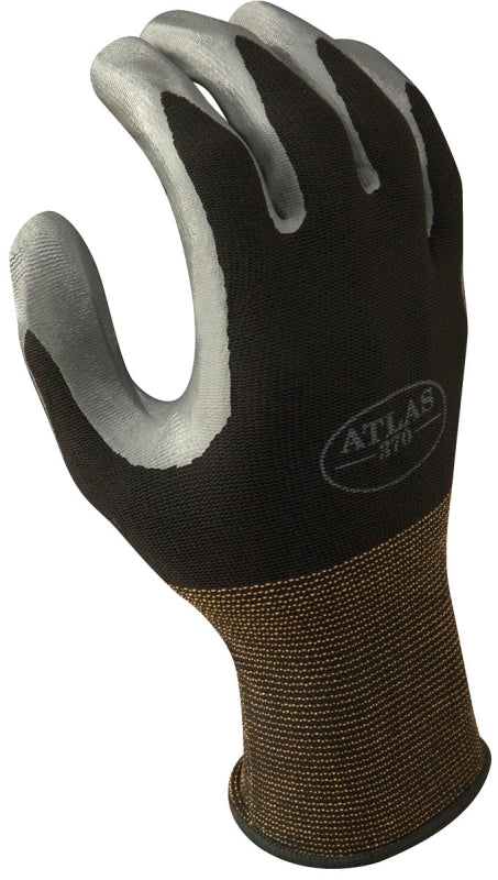 SHOWA Showa 370BM-07.RT Protective Gloves, M, Knit Wrist Cuff, Nitrile, Black/Gray