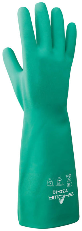SHOWA Showa 730-08.RT Work Gloves, Unisex, M, 33 cm L, Gauntlet Cuff, Nitrile, Green CLEANING & JANITORIAL SUPPLIES SHOWA