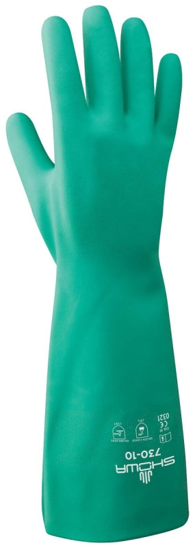 SHOWA Showa 730-09.RT Work Gloves, Unisex, L, 33 cm L, Gauntlet Cuff, Nitrile, Green CLEANING & JANITORIAL SUPPLIES SHOWA