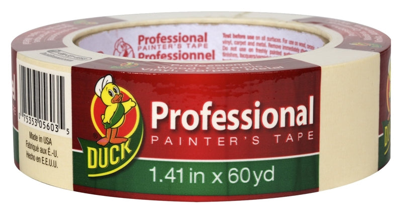 DUCK Duck 1362489 Painter's Tape, Professional-Grade, 60 yd L, 1.41 in W, Beige PAINT DUCK