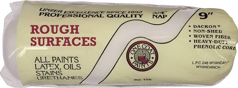 LINZER Linzer RC108-9 Paint Roller Cover, 3/4 in Thick Nap, 9 in L, Woven Fabric Cover, White