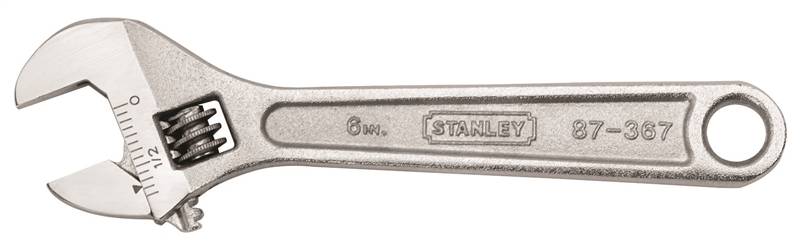 STANLEY STANLEY 87-367 Adjustable Wrench, 6 in OAL, 1-1/20 in Jaw, Steel, Chrome TOOLS STANLEY