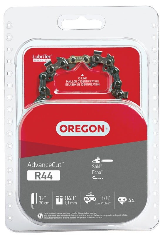 OREGON Oregon AdvanceCut R44 Chainsaw Chain, 12 in L Bar, 0.043 Gauge, 3/8 in TPI/Pitch, 44-Link