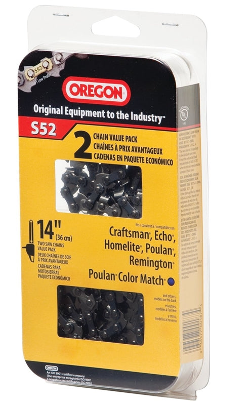 OREGON CUTTING SYSTEMS Oregon AdvanceCut S52T Chainsaw Chain Reel, 91PX Chain, 14 in L Bar, 0.05 in Gauge, 3/8 in TPI/Pitch, 52-Link