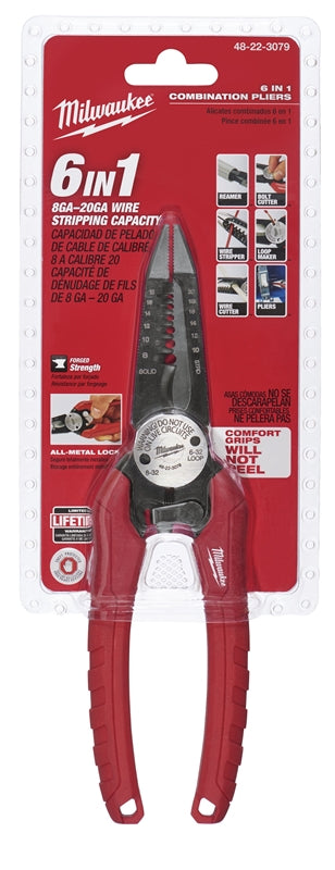 MILWAUKEE Milwaukee 48-22-3079 Wire Plier, 7-3/4 in OAL, 1-1/2 in Jaw Opening, Black/Red Handle, Durable Grips Handle