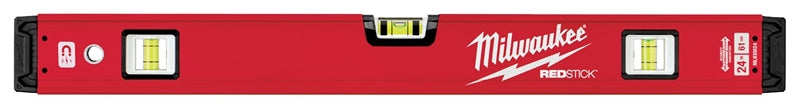 MILWAUKEE Milwaukee REDSTICK Series MLBXM24 Magnetic Box Level, 24 in L, 3-Vial, 1-Hang Hole, Magnetic, Aluminum, Red