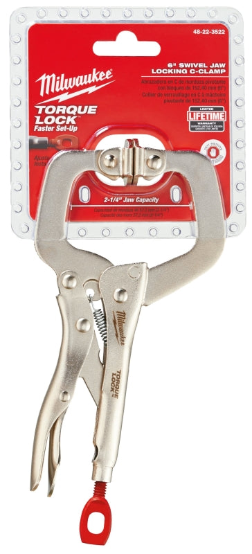MILWAUKEE Milwaukee Torque Lock 48-22-3522 Locking C-Clamp, 2-15/64 in Max Opening Size, 2-1/4 in D Throat, Alloy Steel Body