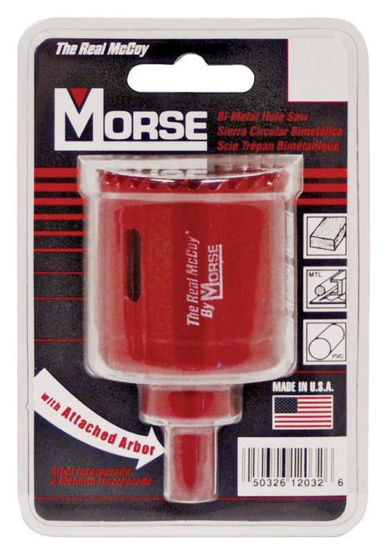 MORSE Morse MHSA12C Hole Saw, 3/4 in Dia, 1-15/16 in D Cutting, 3/8 in Arbor, 4/6 TPI, HSS Cutting Edge