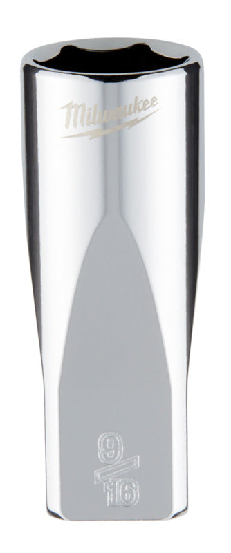 MILWAUKEE Milwaukee 45-34-9021 Socket, 9/16 in Socket, Deep Socket, 2.559 in OAL, 1/4 in Drive, 6-Point, Chrome Vanadium Steel