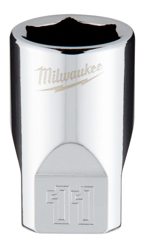 MILWAUKEE Milwaukee 45-34-9037 Socket, 11 mm Socket, Standard Socket, 4.921 in OAL, 1/4 in Drive, 6-Point, Chrome Vanadium Steel