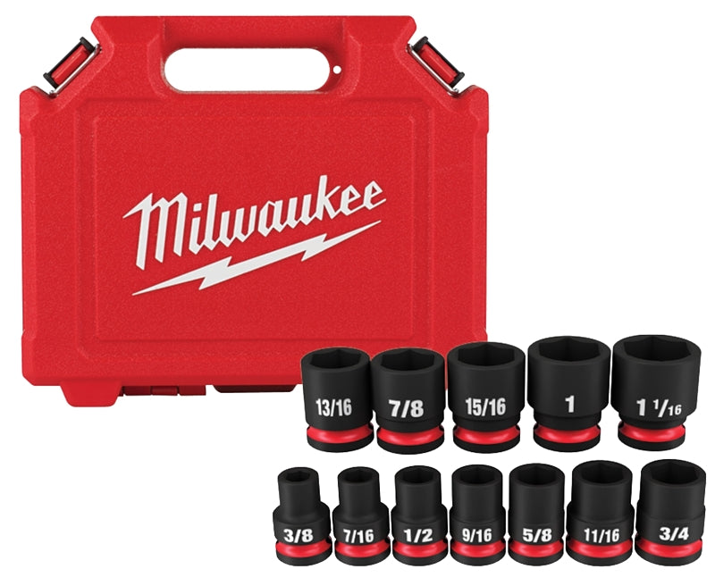 MILWAUKEE Milwaukee 49-66-7010 SHOCKWAVE Impact Duty Series Standard Socket Set, Steel, Includes: (1) Storage Case