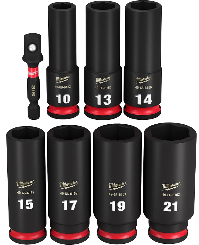 MILWAUKEE Milwaukee SHOCKWAVE Impact Duty Series 49-66-7021 Socket Set, Steel, Specifications: 3/8 in Drive