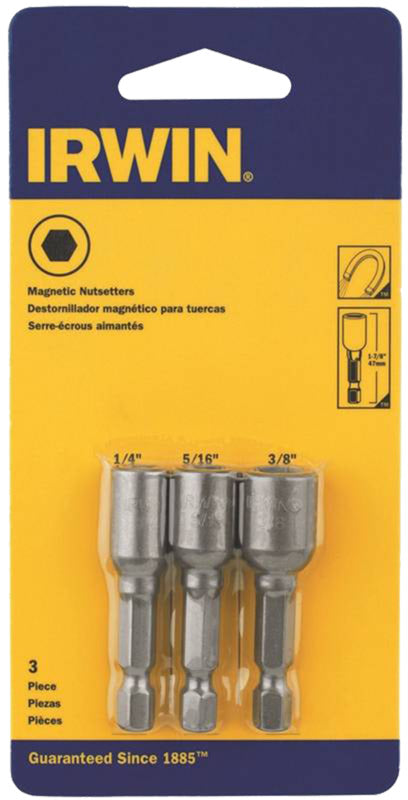 IRWIN Irwin IWAF243-4 Series Nutsetter Set, 2-9/16 in L Dimensions, 3-Piece, Lobular, Steel, 3/PK