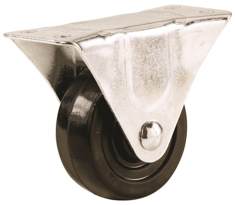 SHEPHERD Shepherd Hardware 9484 Rigid Caster, 4 in Dia Wheel, 1-1/4 in W Wheel, Rubber Wheel, 225 lb