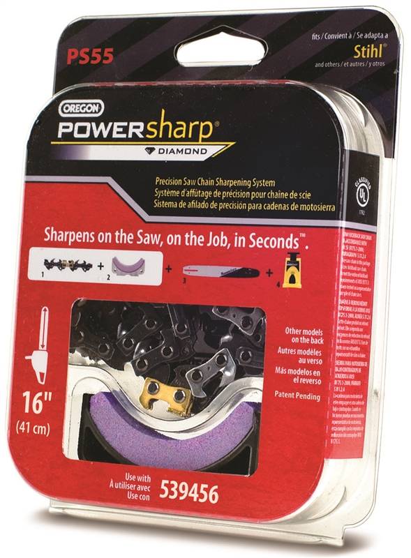 OREGON Oregon PS55 Replacement Chain with Sharpening Stone, 16 in L Bar, 0.05 Gauge, 3/8 in TPI/Pitch, 55-Link