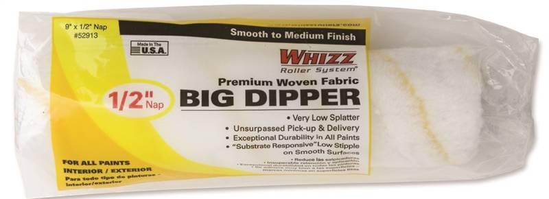 WHIZZ Whizz 52913 Roller Cover, 1/2 in Thick Nap, 9 in L, Woven Fabric Cover