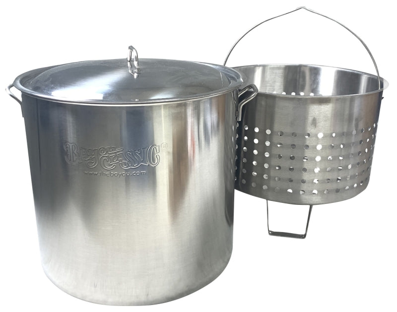 BAYOU CLASSIC Bayou Classic 1192 Boiler with Elevated Steam Basket, 82 qt, Stainless Steel