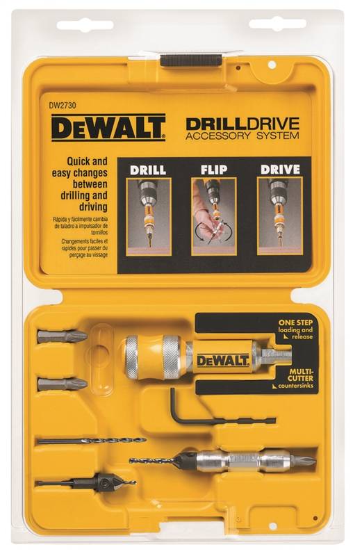 DEWALT DEWALT DW2730 Drill Drive Set, 8-Piece, Steel, Black Oxide