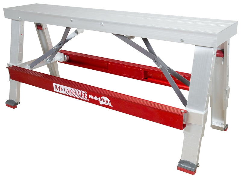 METALTECH Metaltech I-BMDWB18 Drywall Bench, 48 in OAW, 6-1/4 in OAH, 17-1/2 in OAD, 500 lb, Red, Aluminum Tabletop