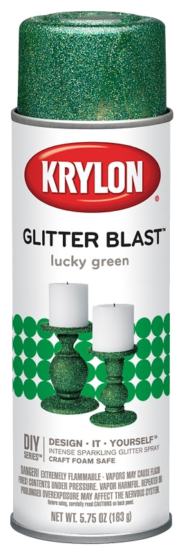 KRYLON Krylon K03809A00 Craft Spray Paint, Glitter, Lucky Green, 5.75 oz, Can