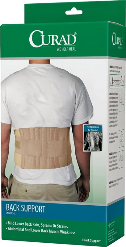 CURAD Curad ORT22000D Back Support, One-Size, Fits to Waist Size: 33 to 48 in, Hook and Loop