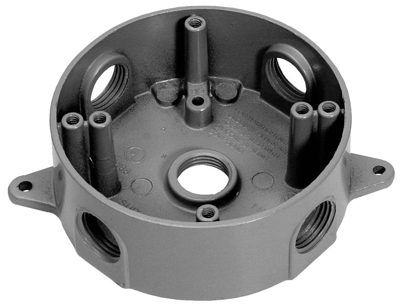 TEDDICO/BWF Teddico/Bwf 3505-1 Outlet Box, 5-Knockout, 5-1/2 in, Metal, Gray, Powder-Coated
