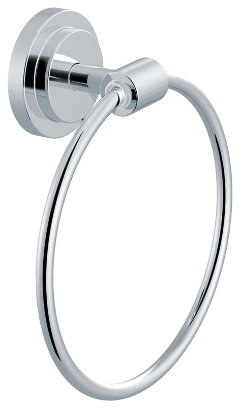MOEN Moen Iso Series DN0786CH Towel Ring, 6 in Dia Ring, 22 lb, Aluminum/Zinc, Chrome, Screw Mounting