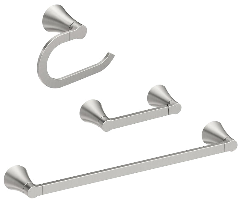 MOEN Moen Mikah Series Y0733BN Bathroom Hardware Set, Zinc, Brushed Nickel, 3-Piece