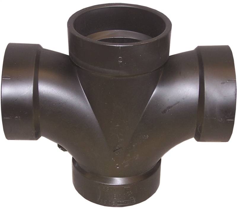 IPEX USA LLC-CANPLAS Canplas 102186BC Double Sanitary Cross, 2 in, Hub, ABS, Black LAWN & GARDEN IPEX USA LLC-CANPLAS