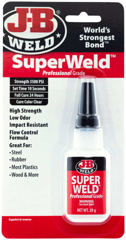 J-B WELD J-B Weld 33120H Instant Adhesive, Liquid, Clear, 20 g