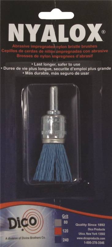DICO PRODUCTS Dico 541-787-3/4 End Brush, 3/4 in Dia, Nylon Bristle, 1/4 in Arbor/Shank AUTOMOTIVE DICO PRODUCTS