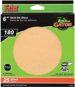 GATOR Gator GoldFlex 3242 Sanding Disc, 6 in Dia, Coated, 180 Grit, Very Fine, Aluminum Oxide Abrasive, Paper Backing TOOLS GATOR