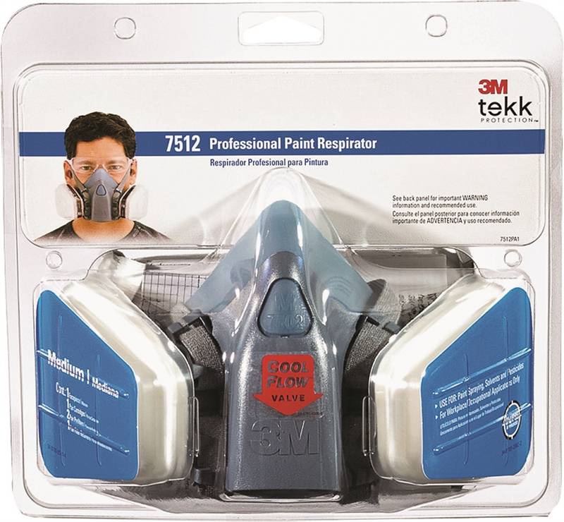 3M 3M TEKK Protection 7512PA1-A/R-7512E Professional Paint Spray Respirator, M Mask, P95 Filter Class, Dual Cartridge