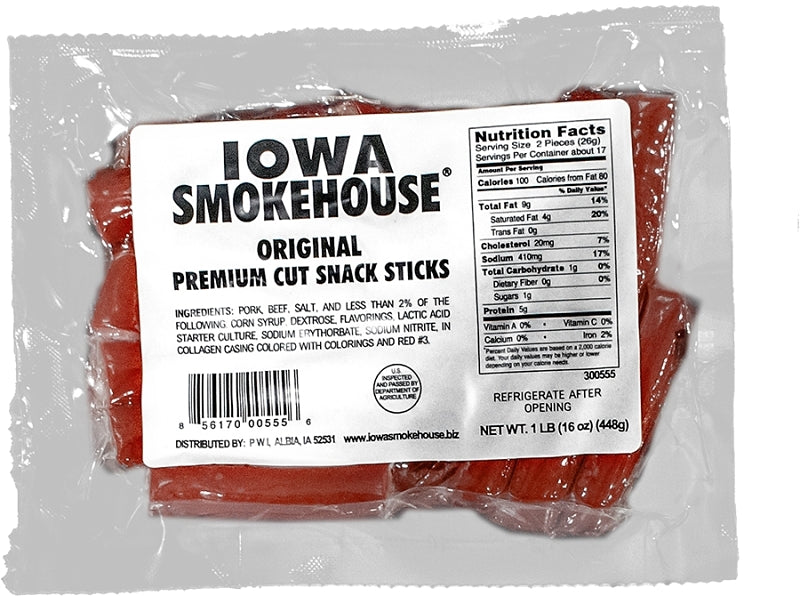 IOWA SMOKEHOUSE Iowa Smokehouse is-pco Premium Cut Snack Stick, Original, 16 oz