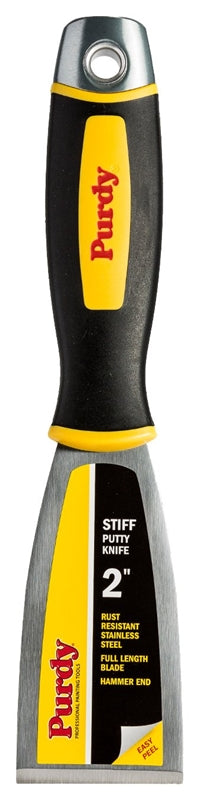 PURDY Purdy 14A900025 Stiff Putty Knife, 2 in W Blade, Stainless Steel Blade, Rubber Handle, Cushion-Grip Handle