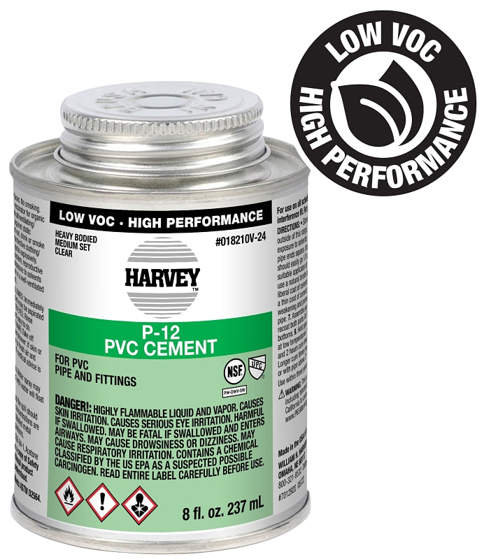 HARVEY Harvey P-12 Series 18210V-24 Heavy-Bodied Medium Set Cement, 8 oz Can, Liquid, Clear PLUMBING, HEATING & VENTILATION HARVEY