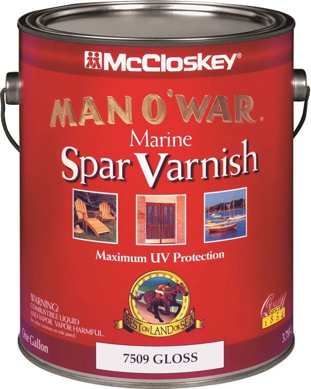 MCCLOSKEY McCloskey Man O' War 080.0007509.007 Marine Spar Varnish, Gloss, Clear, Liquid, 1 gal