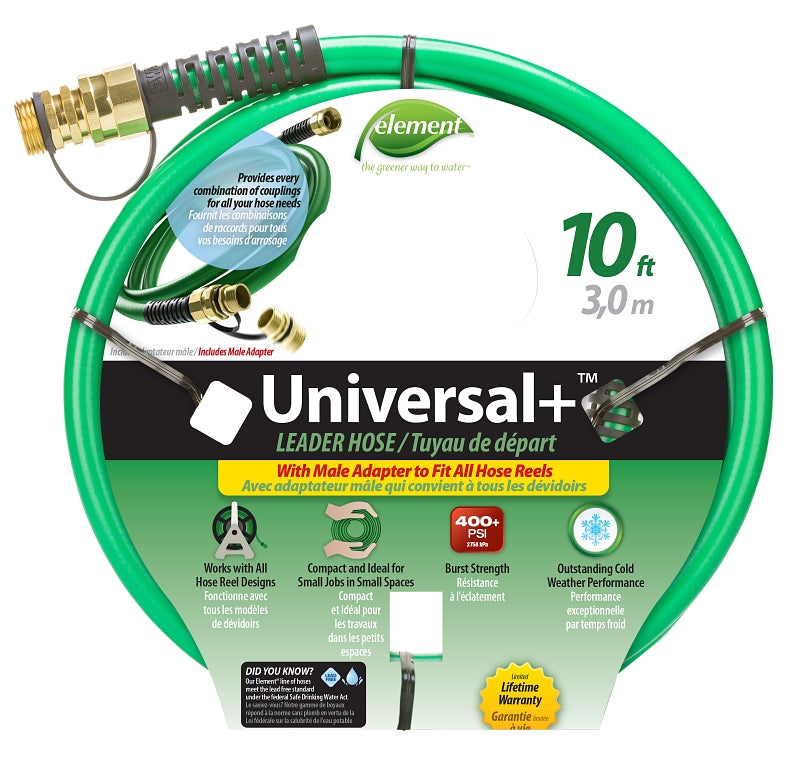 SWAN Swan CELUN12010 Universal Leader Hose, 1/2 in, 10 ft L, Female, PVC, Green