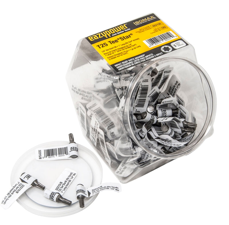 EAZYPOWER Eazypower 022155 Insert Bit, T25 Drive, Torx Drive, 1/4 in Shank, Hex Shank, 1 in L TOOLS EAZYPOWER