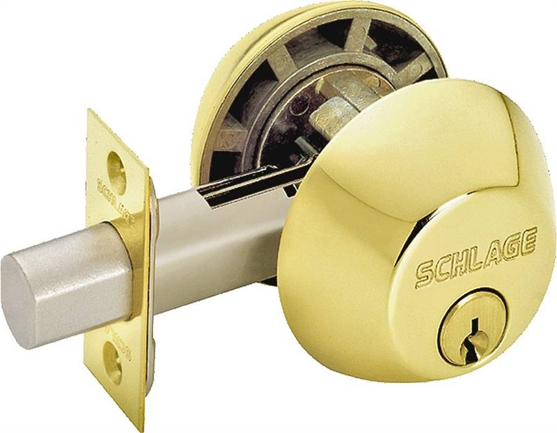 SCHLAGE LOCK Schlage B62N605 Deadbolt, 1 Grade, SC1 Key, Metal, Bright Brass, 2-3/8, 2-3/4 in Backset, C Keyway HARDWARE & FARM SUPPLIES SCHLAGE LOCK