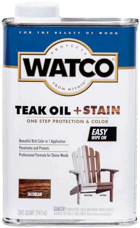 WATCO WATCO 348747 Oil and Stain, Warm Glow, Jacobean, Liquid, 1 qt Can PAINT WATCO